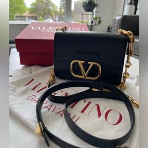 Valentino Black Stud Sign Square Shoulder Bag